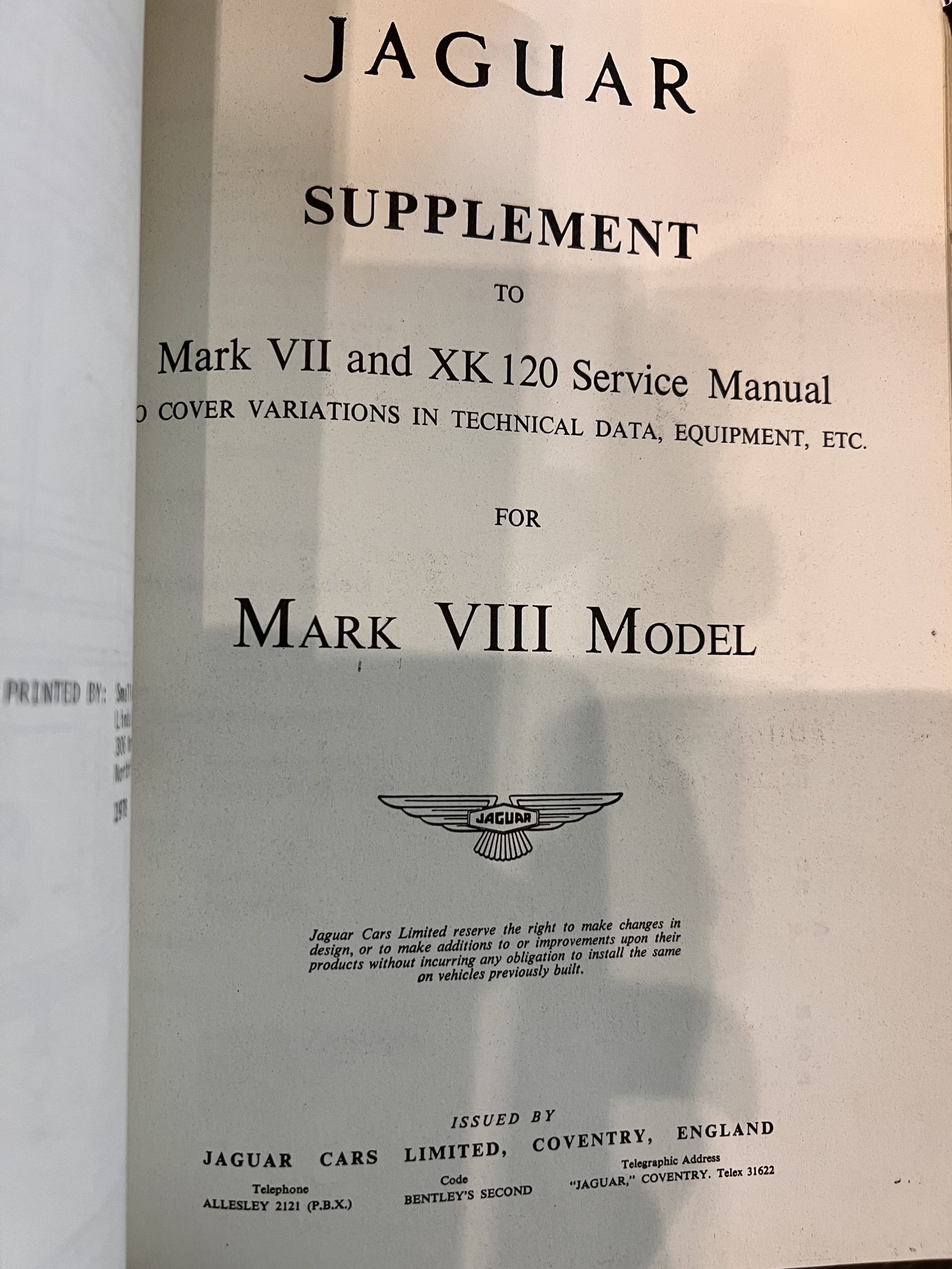 Service Manual XK120 & MkVII – Bild 2
